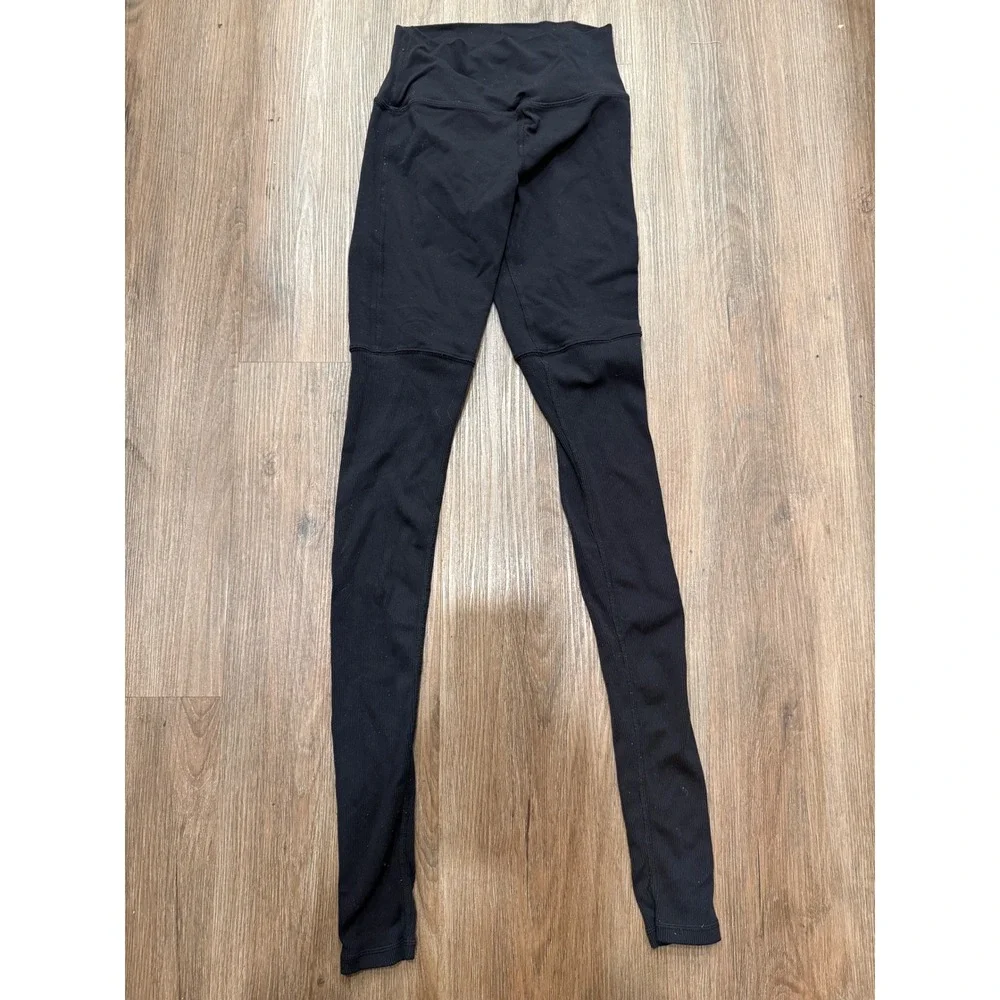 Alo Yoga Goddess High Waisted Ribbed Leggings Black Women XS W5424R